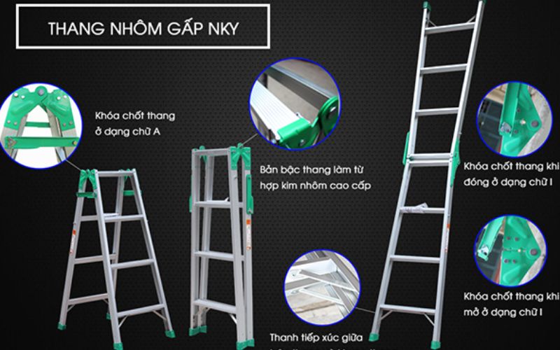 Các mẫu thang nhôm 4 bậc chất lượng hiện nay 