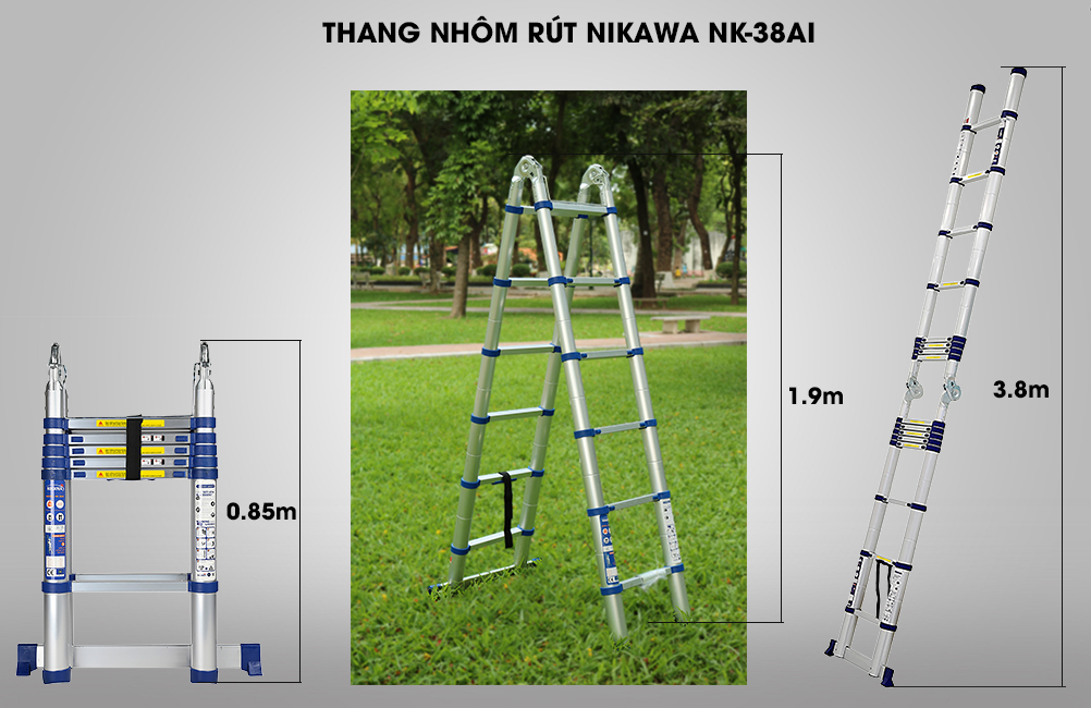 Thang nhôm rút đôi nikawa nk-38ai
