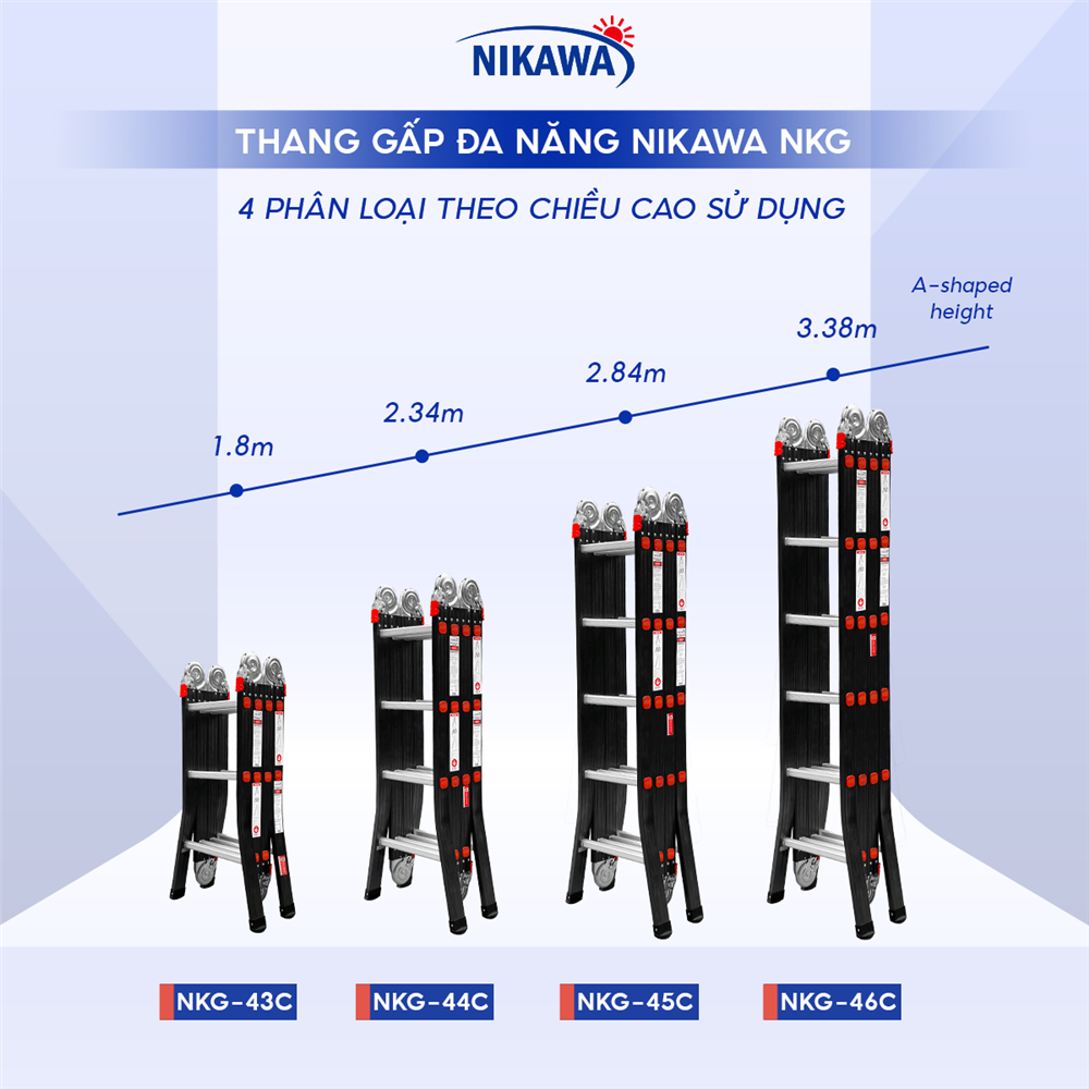 THANG NHÔM GẤP ĐOẠN NIKAWA NKG